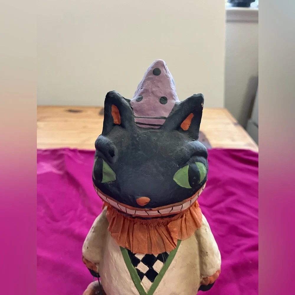 Retro Black Cat Figure“Vintage Inspired Design 11” Plaster &Crepe Paper